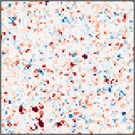 the pointwise product of the two maps: near-zero almost everywhere, bright where both bins have structure